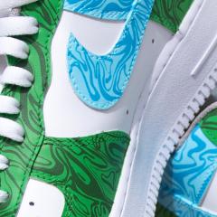 blue and green custom sneakers
